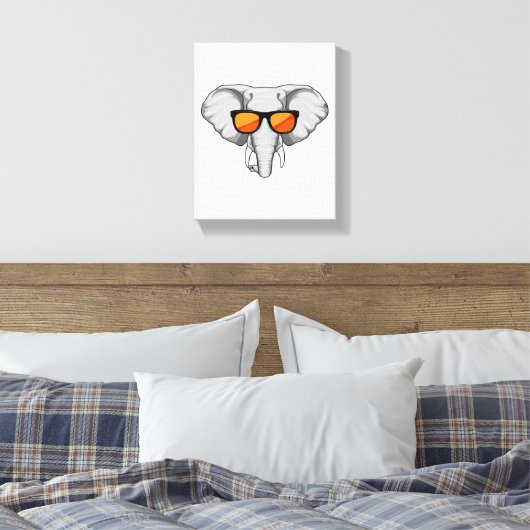 Elephant met zonnebril canvas afdruk (Insitu (Slaapkamer))