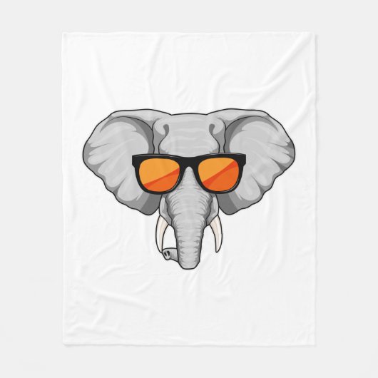 Elephant met zonnebril fleece deken (Voorkant)