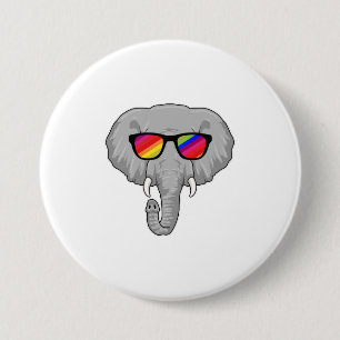 Elephant met zonnebril ronde button 7,6 cm
