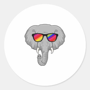 Elephant met zonnebril ronde sticker