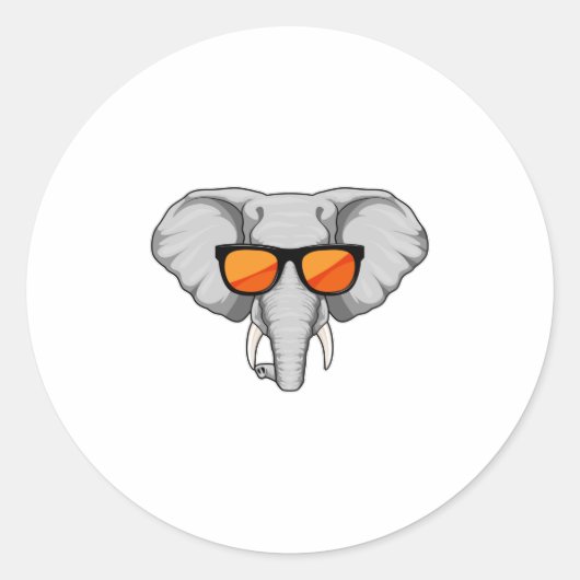 Elephant met zonnebril ronde sticker (Voorkant)