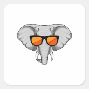 Elephant met zonnebril vierkante sticker