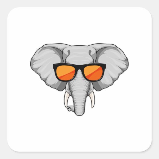 Elephant met zonnebril vierkante sticker (Voorkant)