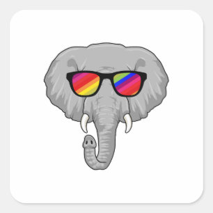 Elephant met zonnebril vierkante sticker