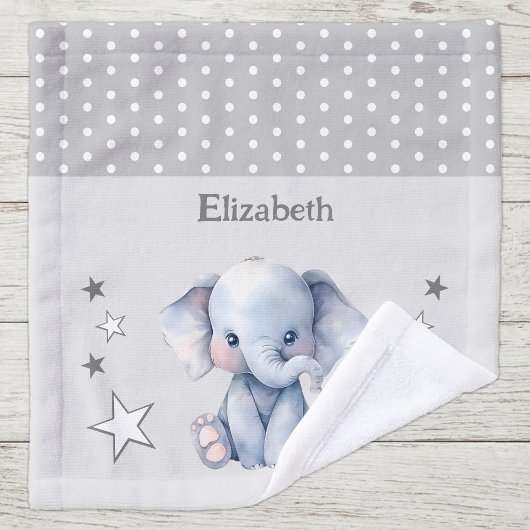 Éléphant mignon ajouter nom pois étoiles gris