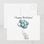 Eléphant mignon avec Balloons Carte postale (Devant / Derrière)