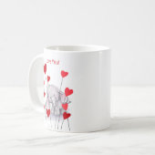 Éléphant mignon avec la tasse rouge de coeurs (Devant gauche)