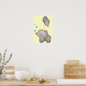 Eléphant mignon avec papillon Poster (Cuisine)