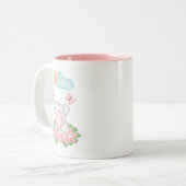 Eléphant mignon bébé avec fleurs roses Mug (Devant gauche)