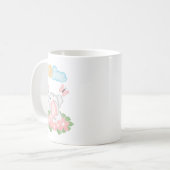 Eléphant mignon bébé avec fleurs roses Mug (Devant gauche)