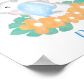 Eléphant mignon bébé avec poster de fleurs orange (Coin)