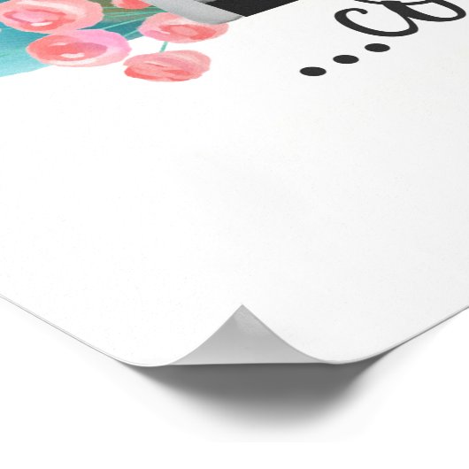 Elephant mignon bébé dire Floral Poster (Coin)