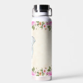 Eléphant mignon et Fleurs roses Bouteille d'eau (Arrière)
