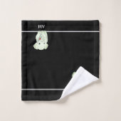 Eléphant mignon et monogramme en noir (Gant de toilette)