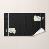 Eléphant mignon et monogramme en noir (Serviette à main)