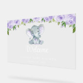 Eléphant mignon, Fleurs violettes, Baby shower Bie (Angle)