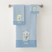 Eléphant mignon & Monogramme sur bleu clair mervei (En situation)