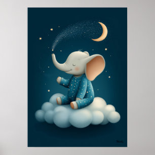 Éléphant Mignon sur Nuage Décoration de Chambre de