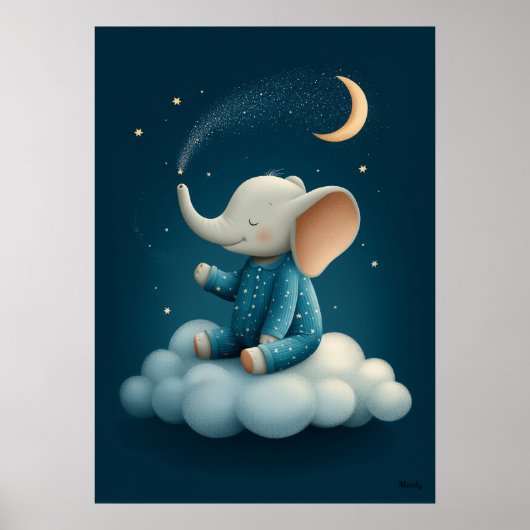 Éléphant Mignon sur Nuage Décoration de Chambre de (Devant)