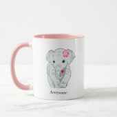 Eléphant mignon tenant un coeur Mug (Gauche)