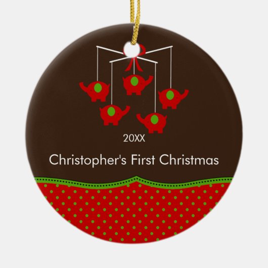 Elephant Mobile Baby's eerste kerst Ornament (Voorkant)