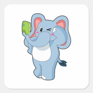 Elephant Mobile Vierkante Sticker