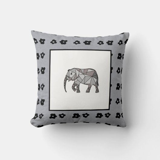 Elephant Modern Birth Baby Boy voor kinderen Zwart Kussen (Voorkant)