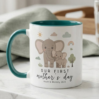 Elephant Mom Baby First Mothers Day Design Mok
