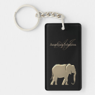 Elephant Monogram Gold en Black Sleutelhanger