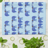 Elephant Mood Tea Towel, Blauw olifantenpatroon Theedoek (Gevouwen)