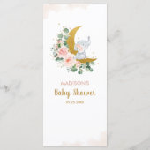Eléphant Moon Blush Floral Rose Menu Baby shower (Dos)
