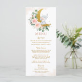 Eléphant Moon Blush Floral Rose Menu Baby shower (Debout devant)