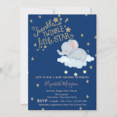 Elephant, Moon, Glitter StarsTwinkle Baby shower Kaart (Voorkant)