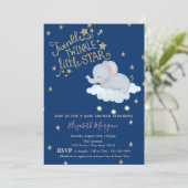 Elephant, Moon, Glitter StarsTwinkle Baby shower Kaart (Staand voorkant)