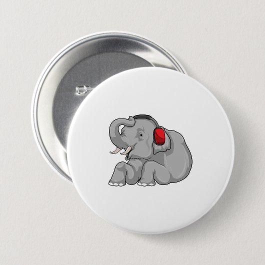 Elephant Music-hoofdtelefoon Ronde Button 7,6 Cm (Voorkant /achterkant)