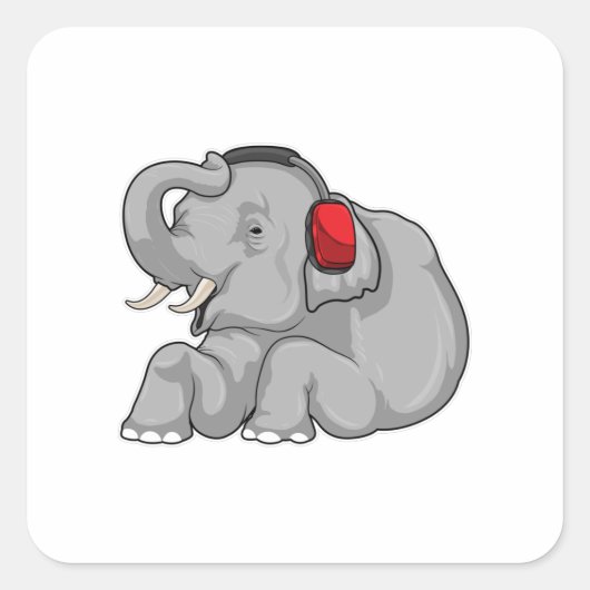 Elephant Music-hoofdtelefoon Vierkante Sticker (Voorkant)