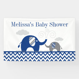 Elephant Navy Blue Grey Baby shower Spandoek