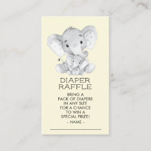 Elephant Neutral Baby shower Luier Raffle Ticket Informatiekaartje