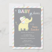 Eléphant neutre| Invitation Baby shower (Devant)