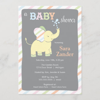 Eléphant neutre| Invitation Baby shower