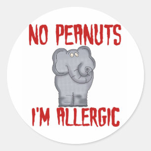 Elephant NO Peanuts Ik ben allergisch Ronde Sticker