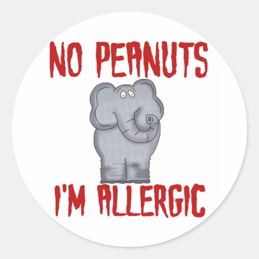 Elephant NO Peanuts Ik ben allergisch Ronde Sticker (Voorkant)