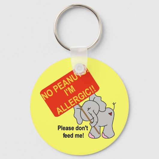 Elephant No Peanuts Ik ben allergisch Sleutelhanger (Voorkant)