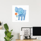 Elephant Nursery Art Print Cute Elephant Poster (Thuiskantoor)