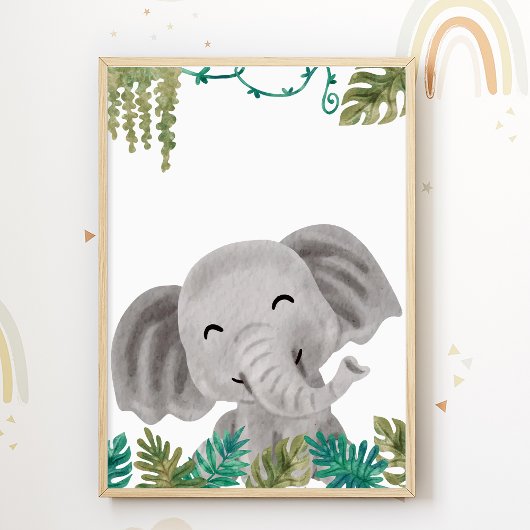 Elephant Nursery Poster Animal Kids Room Imprimer