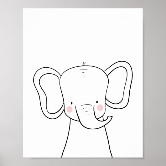 Elephant Nursery Print Black white modern Safari (Voorkant)