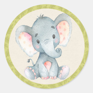 Elephant Oerwoud Animals Baby shower Favor Sticker