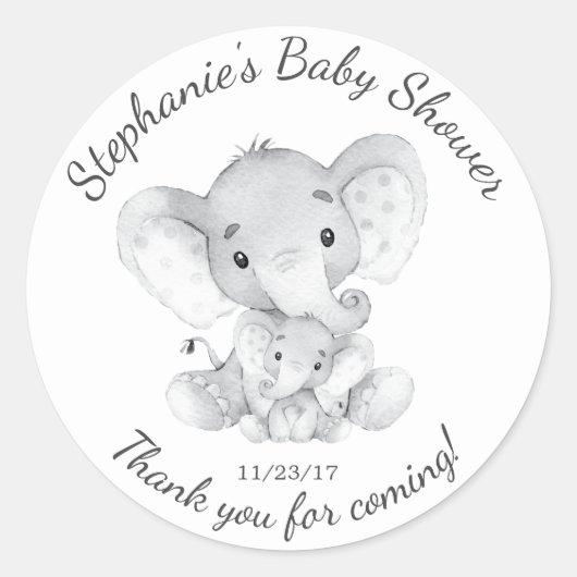 Elephant Oerwoud Animals Baby shower Favor Sticker (Voorkant)
