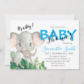 Elephant oerwoud safari baby uitnodiging (Voorkant)