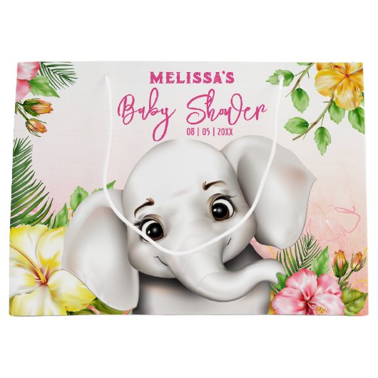 Elephant Oerwoud Safari Gepersonaliseerd Baby show Groot Cadeauzakje (Voorkant)